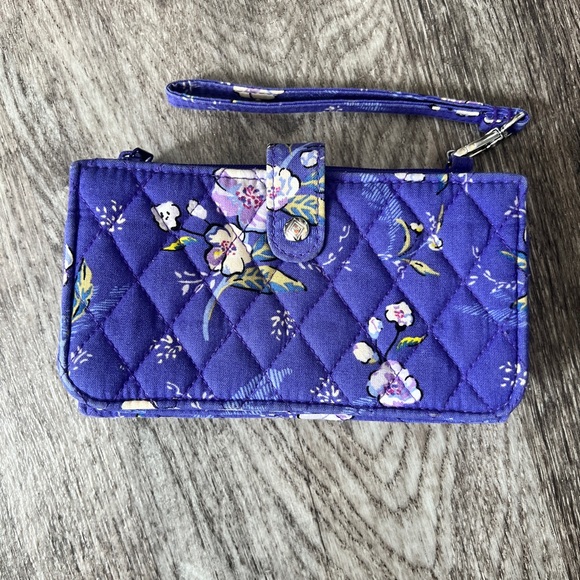 Vera Bradley Blue Floral Quilted Wristlet - Picture 2 of 4